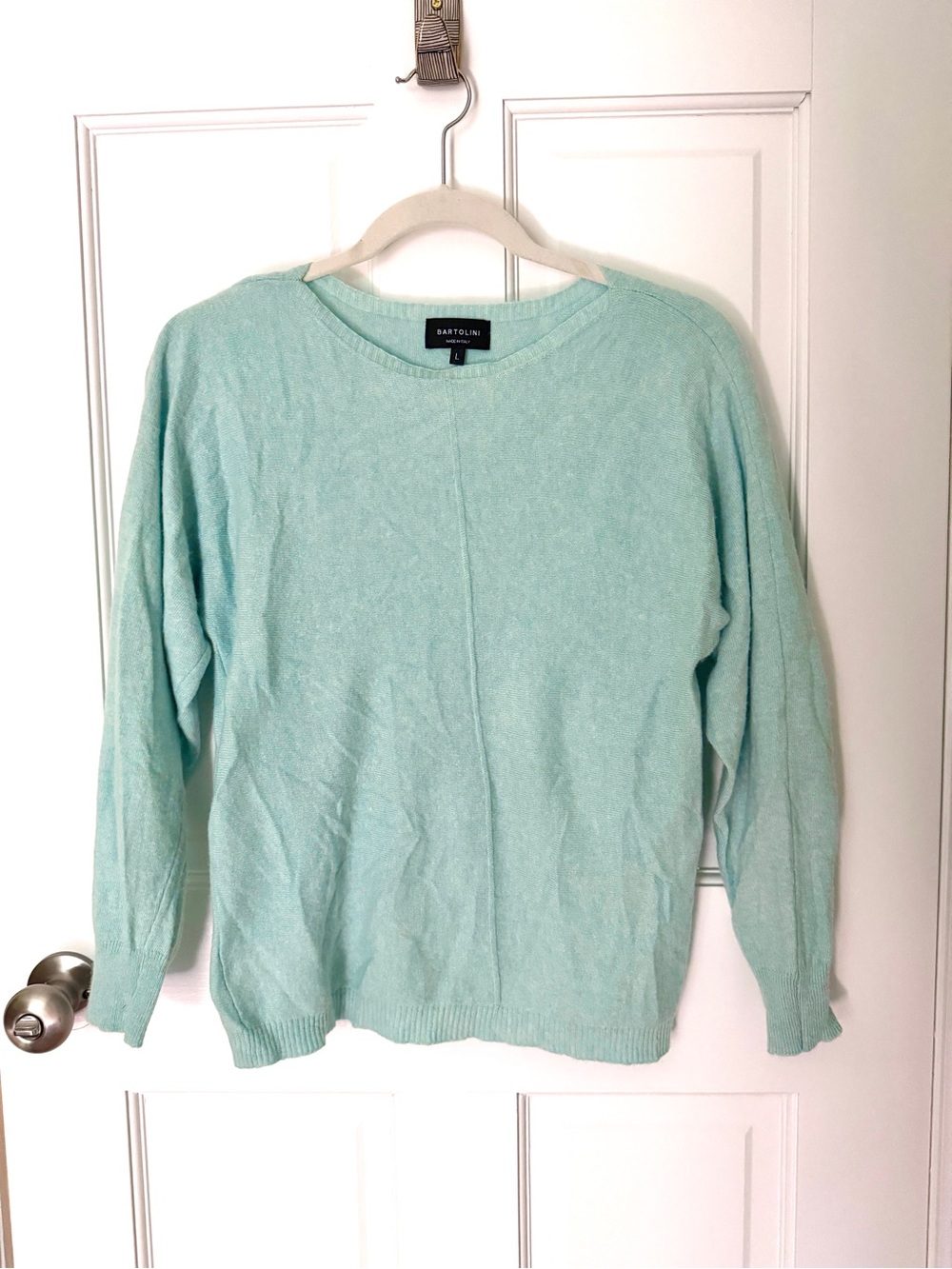 Bartolini Italian ice blue cashmere wool silk blend sweater large